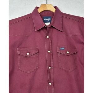 Wrangler Mens Long Sleeve Burgundy Western Snap Shirt Style MW9271R
